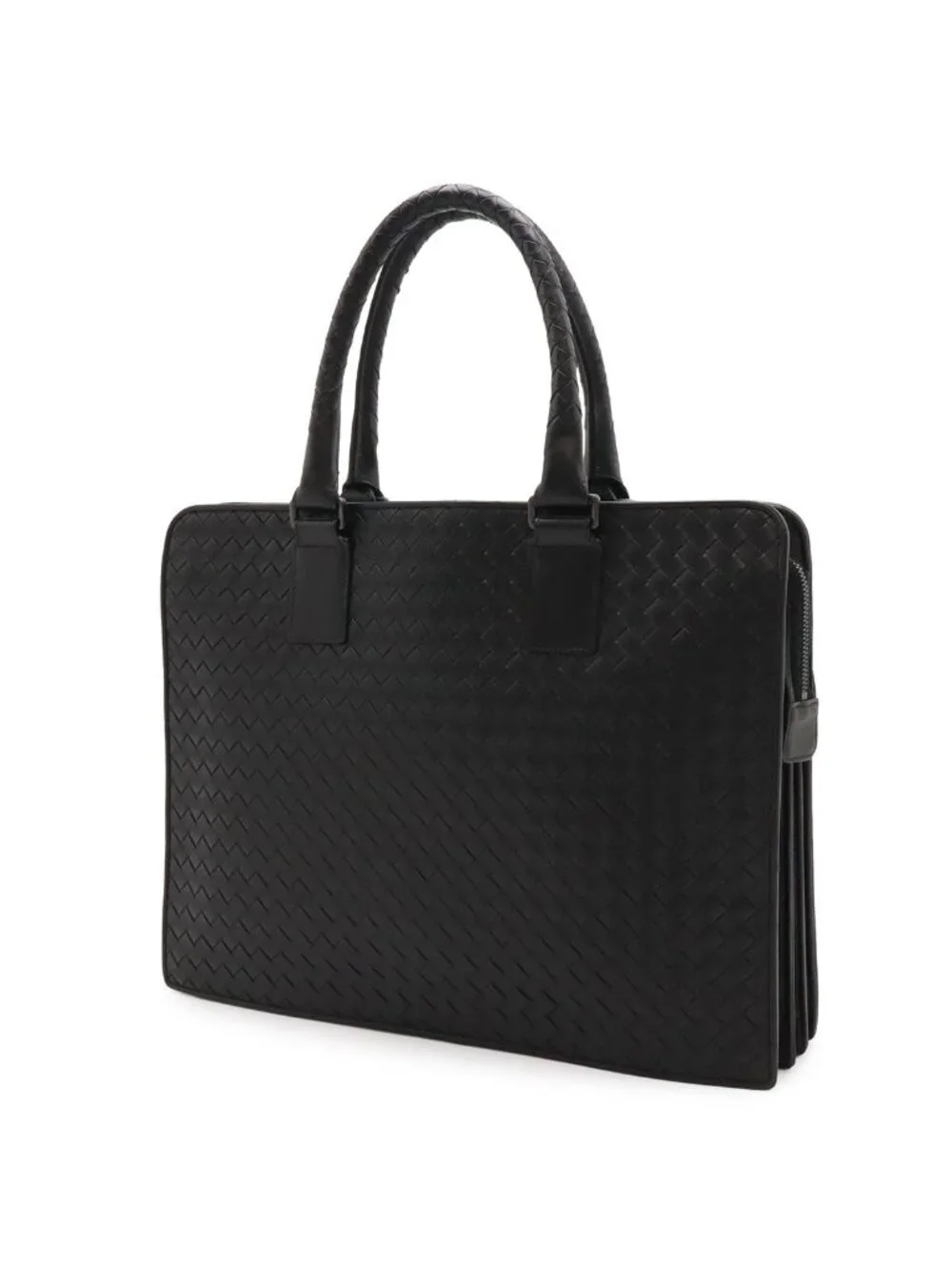 Bottega Veneta Intrecciato Business Briefcase Documents Purse Leather Black